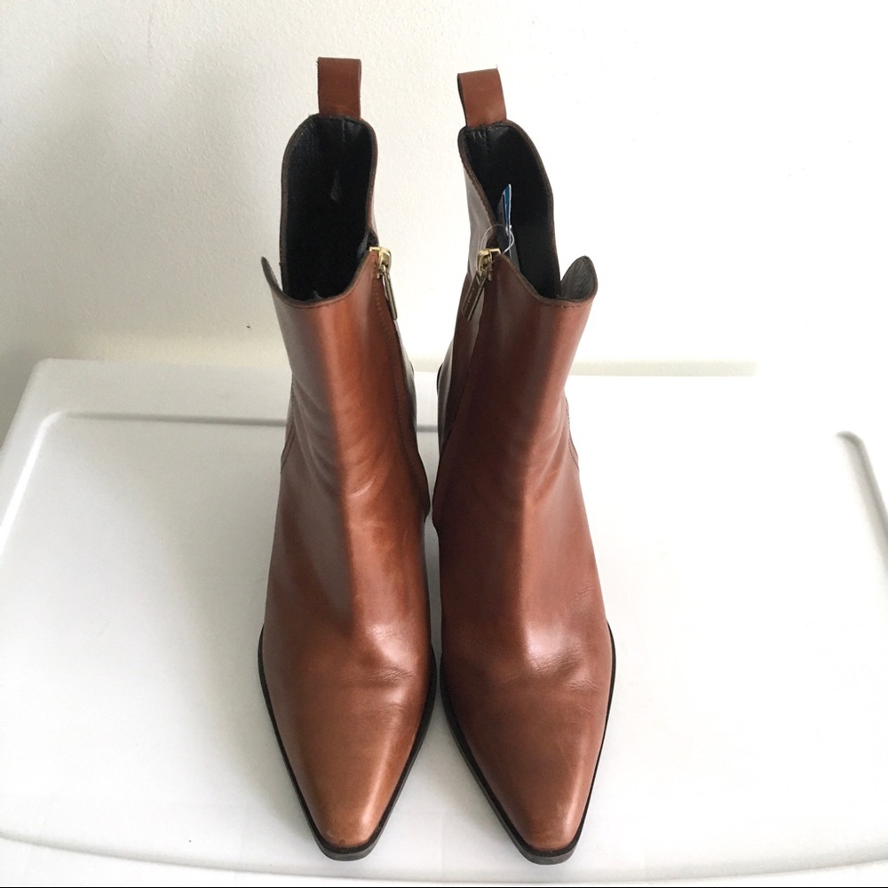 (SOLD) PONS QUINTANA Leather Ankle Boots Cognac 9 - Picture 6 of 11